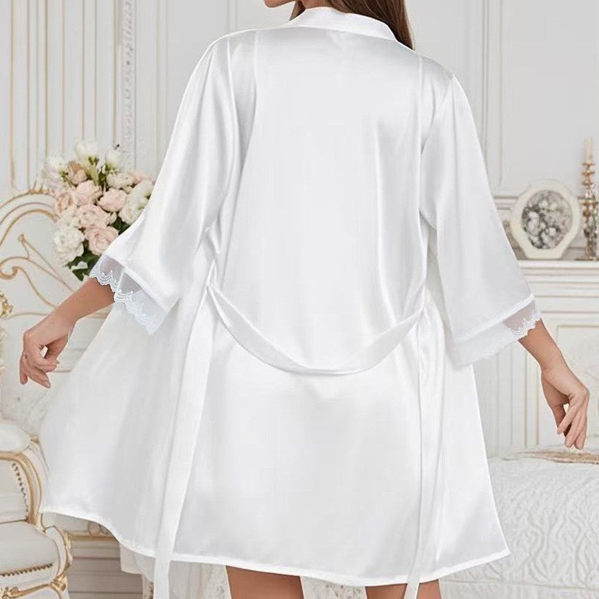 Womens Summer Silk Sexy Lace Chiffon Camisole Sleepwear Set