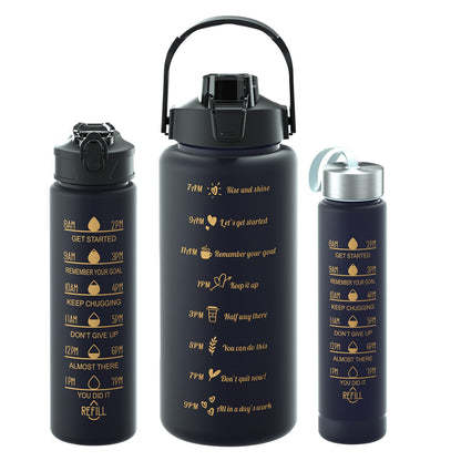 Large Capacity Cup With Straw Sports Outdoor Gradient Frosted TRITAN Cup Three-piece Set