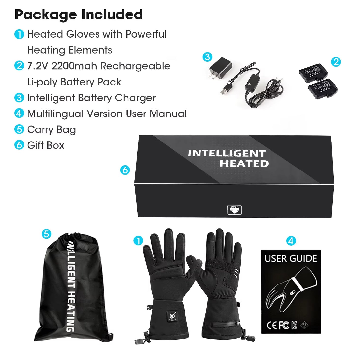 Winter Motorcycle Fashionable USB Heating Snowboarding Gloves Waterproof Windproof Touch-Screen Features Skiing