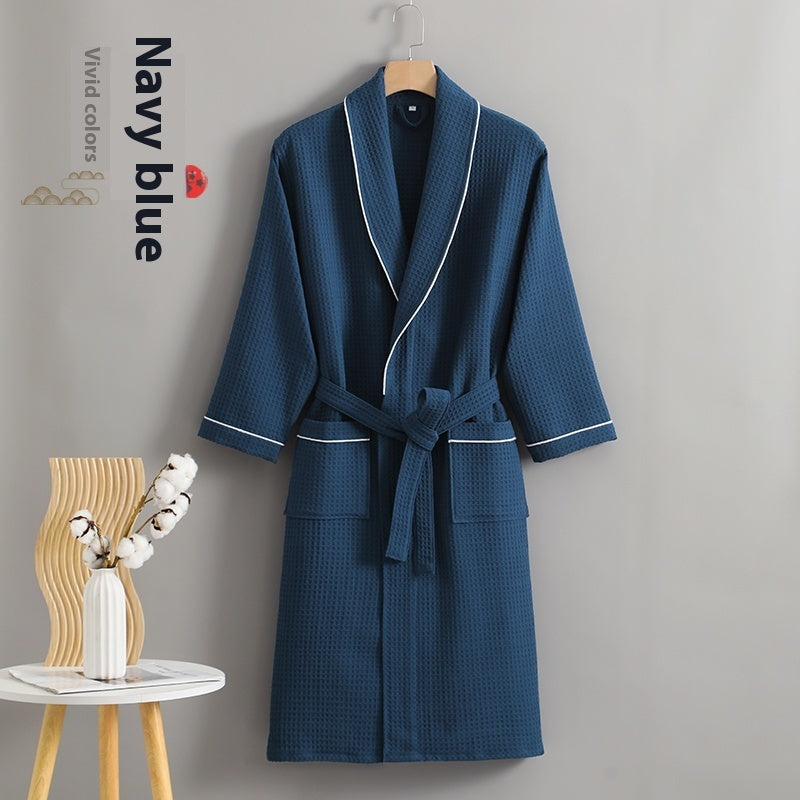 Four Seasons Pure Cotton Waffle Bathrobe Water-absorbing Quick-drying Bathrobe