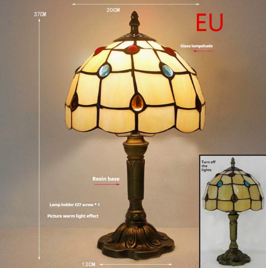 Lamp Bedroom Bedside Lamp Retro Bar Yellow Glass Lamp Resin Base Table Lamps Makeup Table Side Table Led Lights