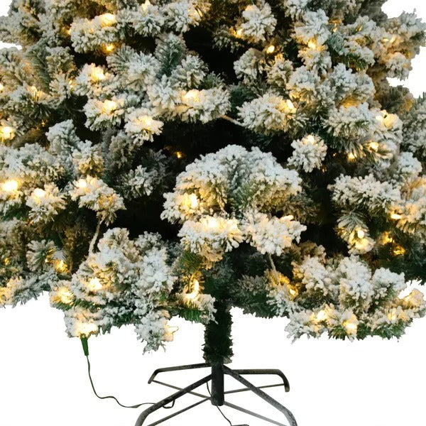 6ft Flocking Tied Light Christmas Tree