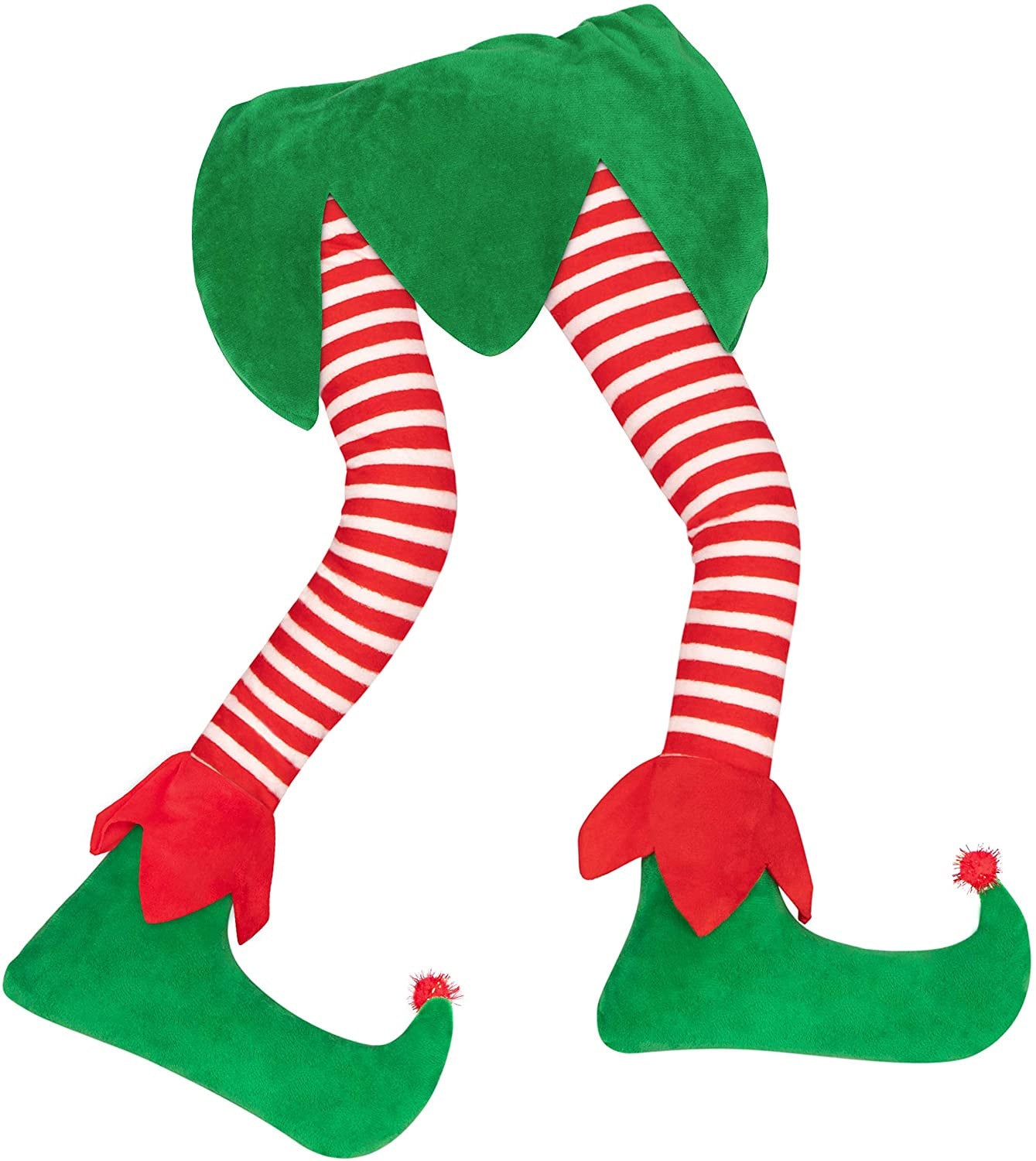 Christmas Elf Legs Decoration Car Trunk Decoration Fabric Red Stripes Big Curved Legs New Year Gift Christmas Ornaments