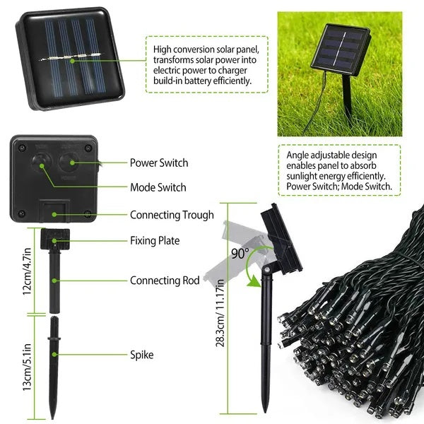 Solar String Lights LED Solar Power Fairy String Light 12M