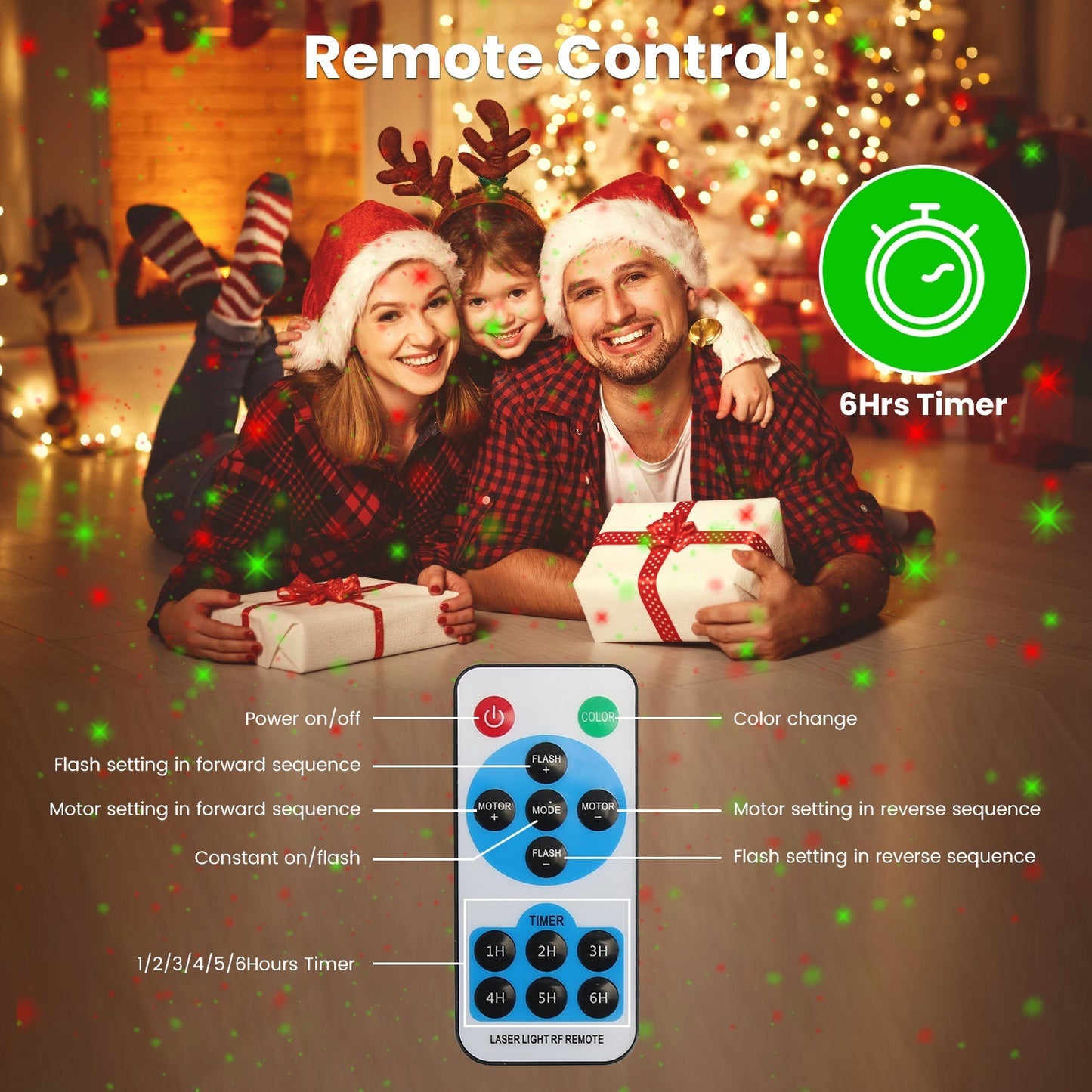 1Pc Outdoor Laser Projector Light Red And Green Projection Light With 3 Modes 12 Speeds 6Hrs Timer IP44 Waterproof Firefly Landscape Light For Christmas Halloween Holiday New Year