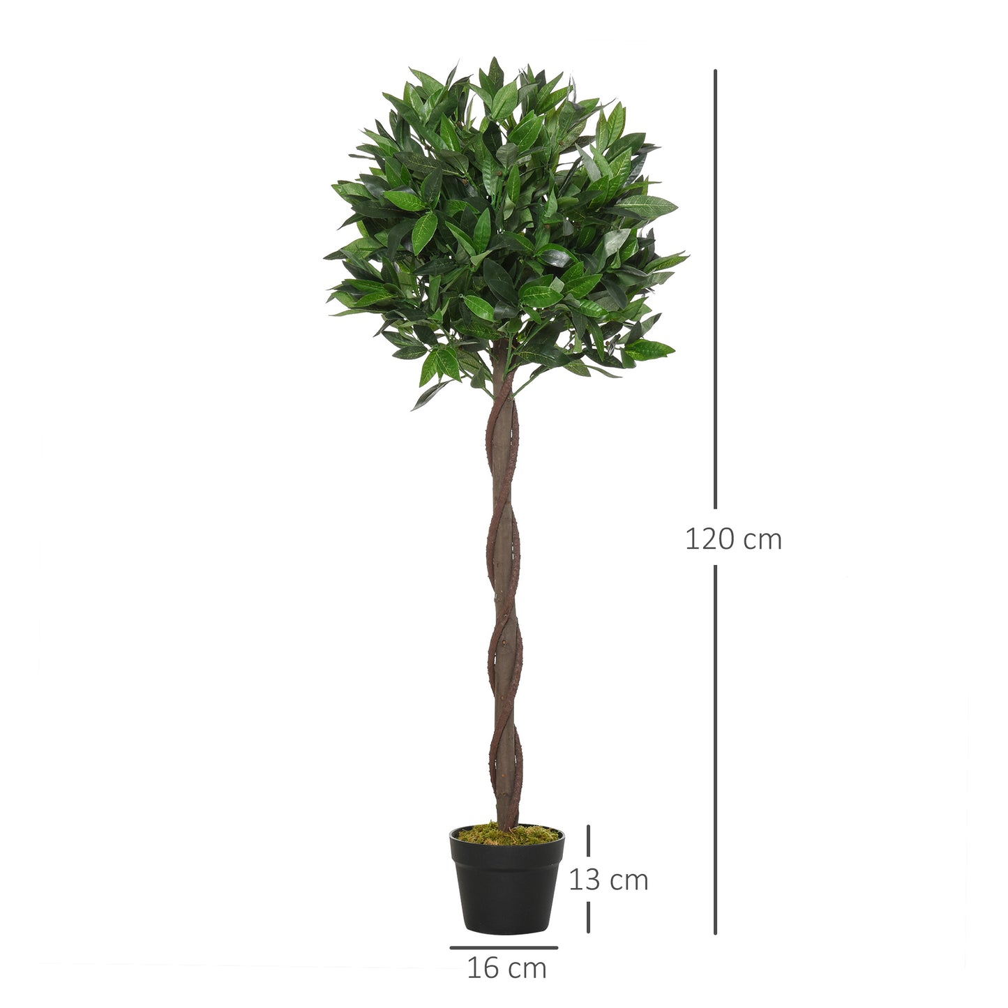 Artificial Bay Laurel Topiary Trees W/ Pot Fake, Set Of 2 120cm/4FT Indoor Greenery Plant Home Office Garden Decor Green