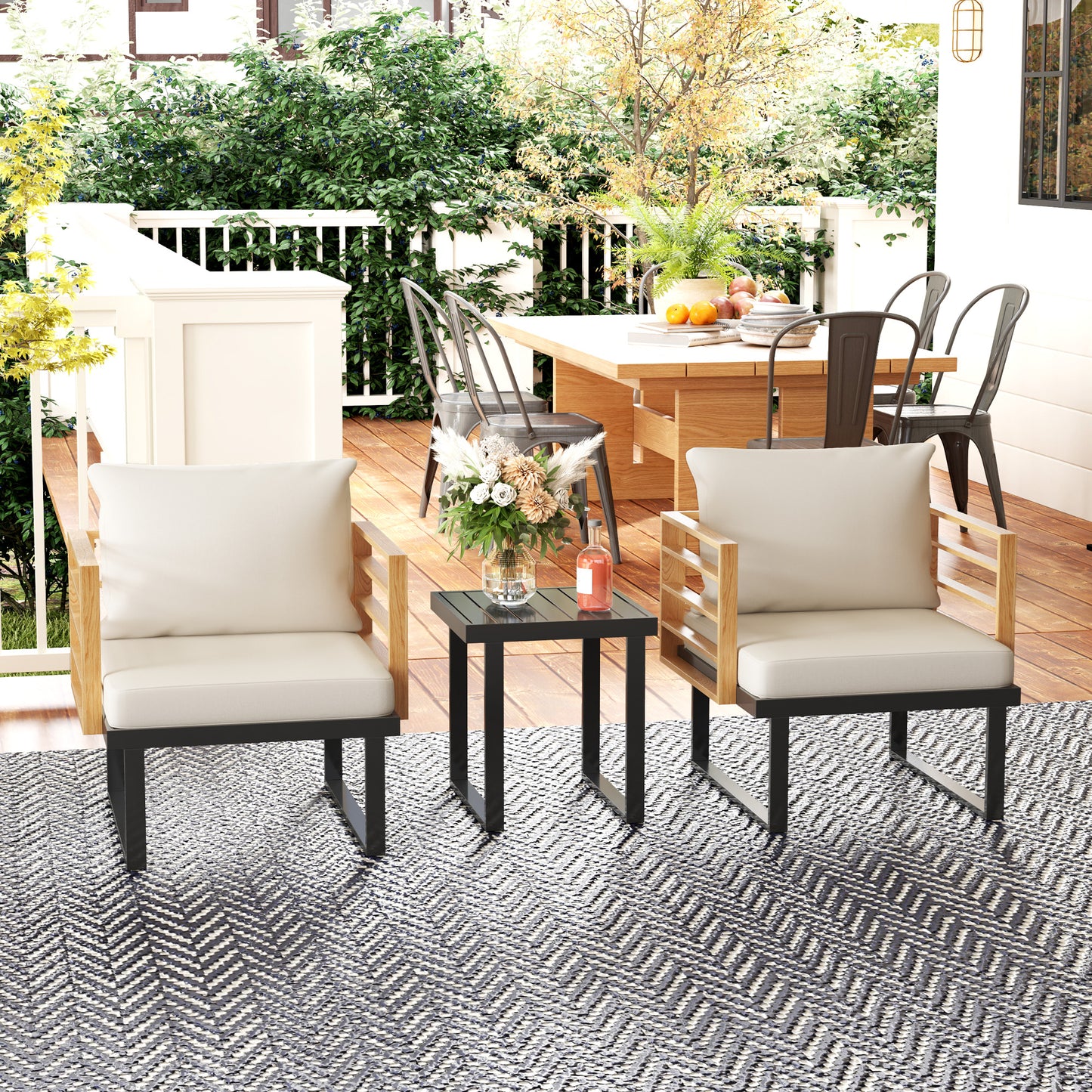 Outdoor Bistro Set Patio Furniture with Cushions for Porch