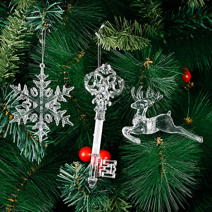 Transparent Snowflake Deer Pendant Christmas Party Decoration Christmas Tree Decor Hanging Ornaments New Year Gifts