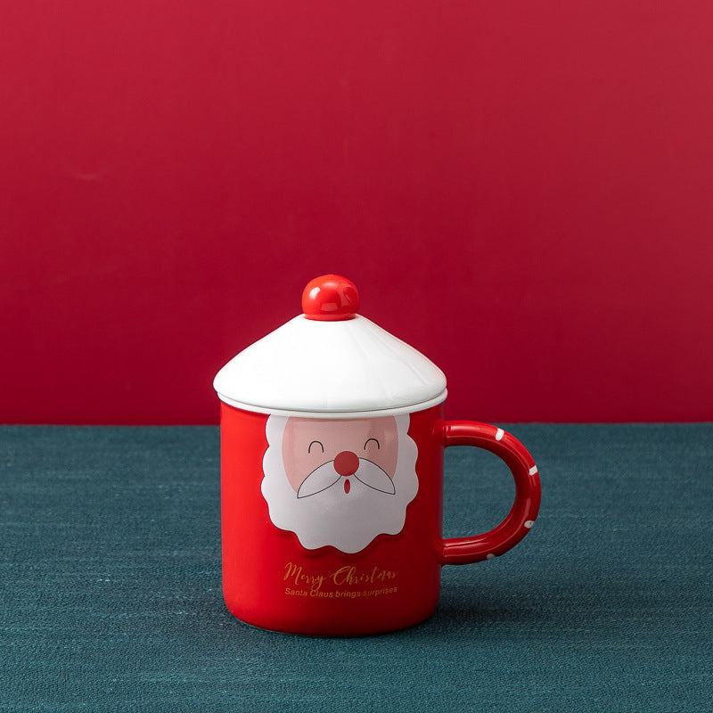 Christmas Mug With Lid Spoon Snowman Ceramic Mug