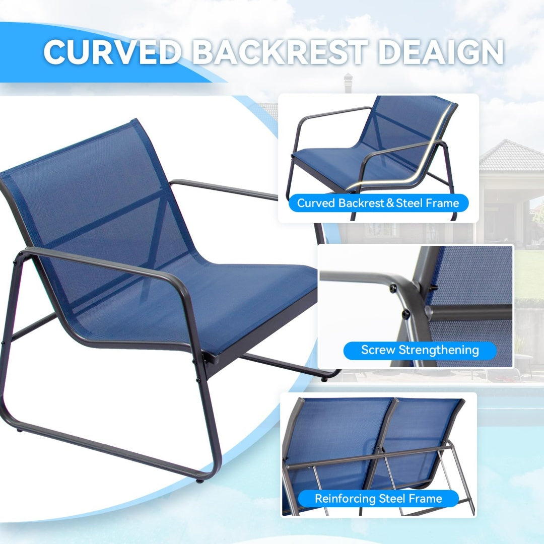 Courtyard Furniture Set, Outdoor Courtyard Furniture Reception Set With Table---4 Black