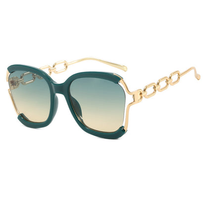 Big Square Rim Chain Sunglasses For Women Fashionable Sunglasses
