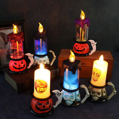 Halloween Decoration Props Skull Pumpkin Candle Light LED Glowing