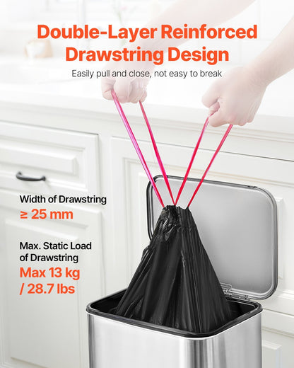 Drawstring Trash Bags, 30 Gallon 50 Count Tall Kitchen Trash Bags, Extra Thick Tough And Durable Garbage Bag, Recyclable Bin Bag With Drawstrings, For Home Kitchen, Office, RV & Camping