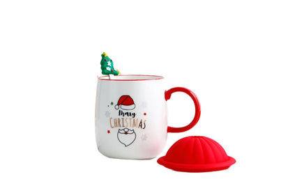 Mug With Lid Spoon Korean Cute Ceramic Mug