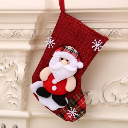 Medium Linen Socks Christmas Decorations Gift Bag