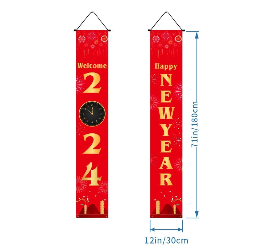 New Year Decoration Party Door Curtain Black Gold New Year Photo Couplet