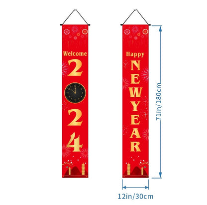 New Year Decoration Party Door Curtain Black Gold New Year Photo Couplet