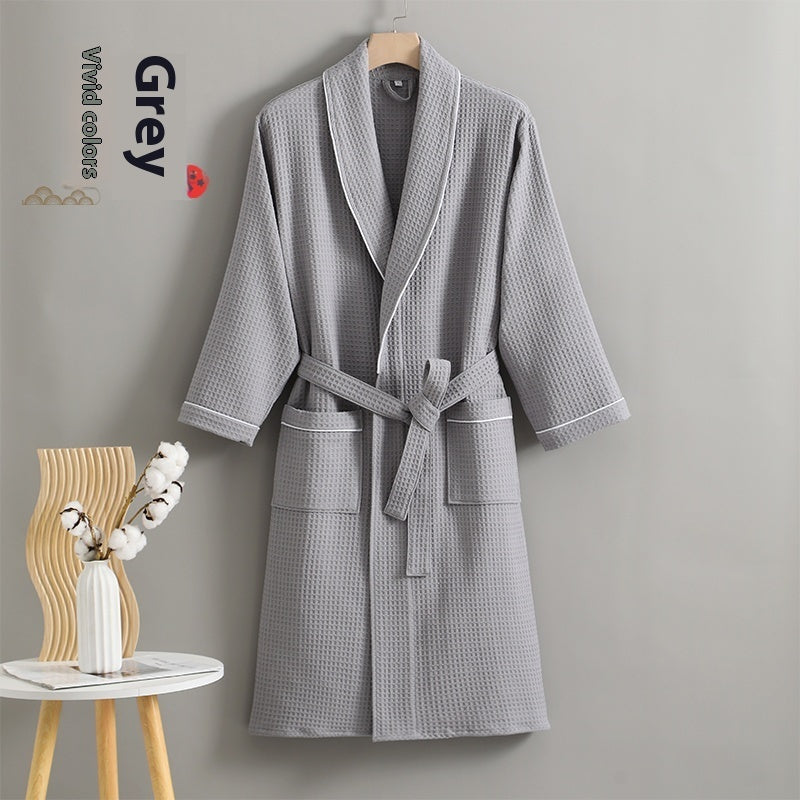 Four Seasons Pure Cotton Waffle Bathrobe Water-absorbing Quick-drying Bathrobe