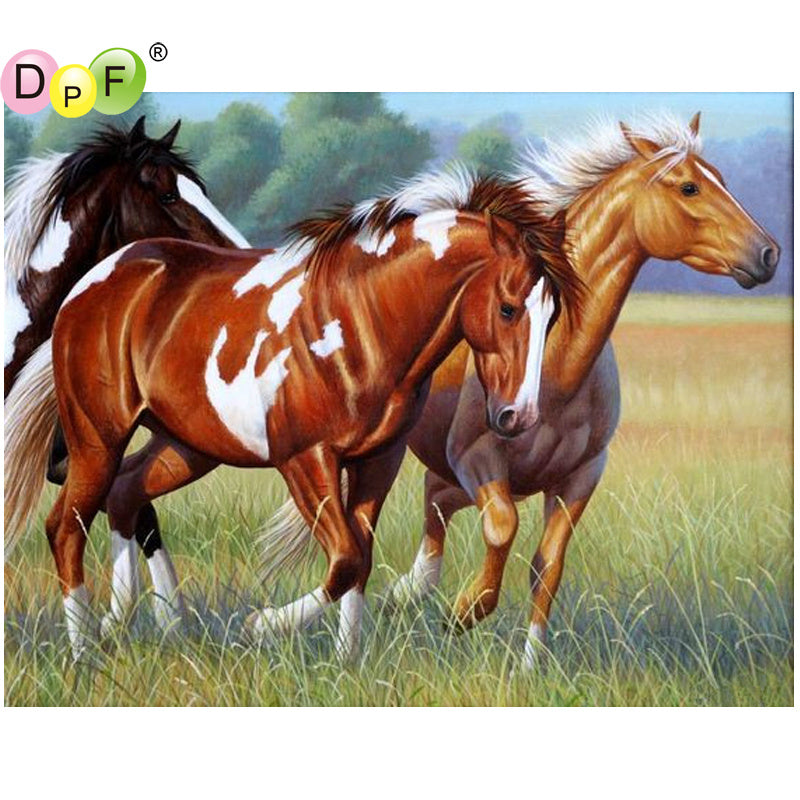 DPF DIY Grass Horse 5D Crafts Diamond Painting Cross  Needlework Diamond Mosaic Full Square Home Decor Diamond Embroidery