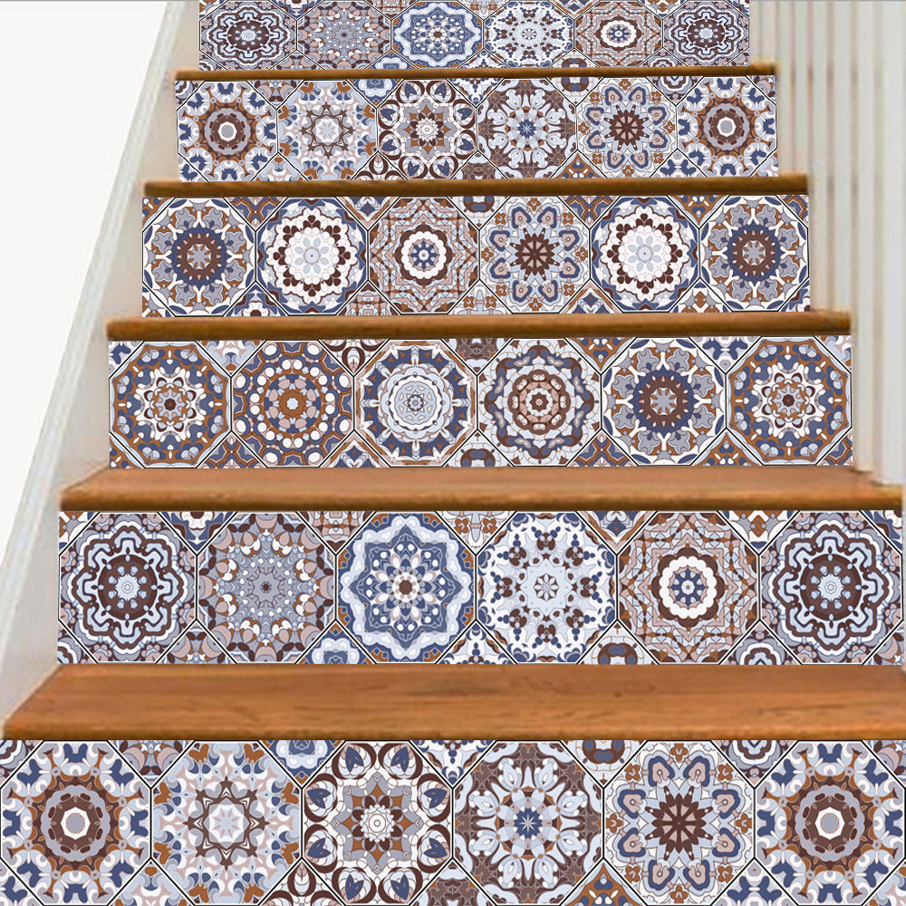 Retro European and American tiles stickers stairs kitchen bathroom decoration wallpaper