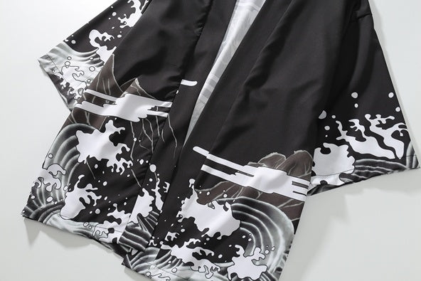 Ukiyo-e painted robes cardigan