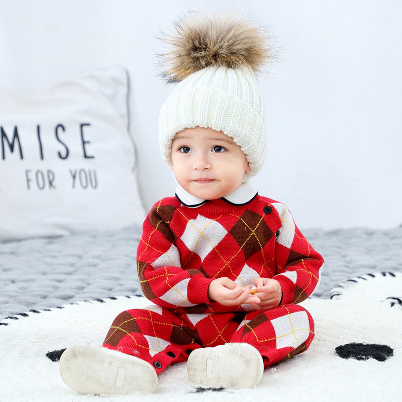 New Year Dress Baby Autumn Clothing Jumpsuit Knitted Sweater
