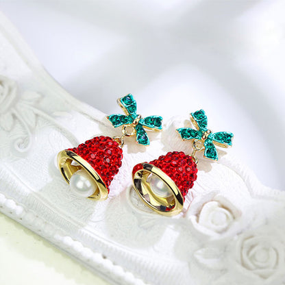 New Christmas and New Year Gift Bow Wind Chime Earrings