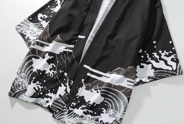 Ukiyo-e painted robes cardigan
