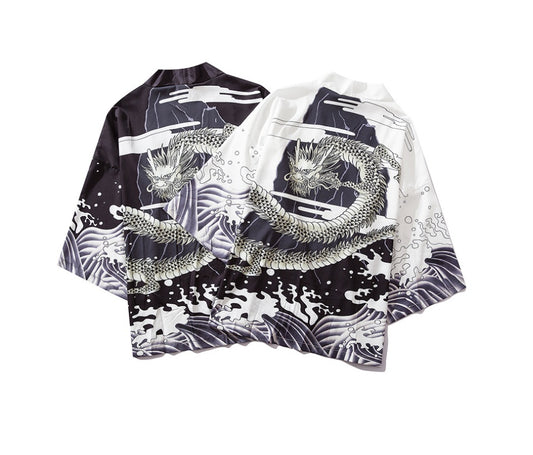 Ukiyo-e painted robes cardigan