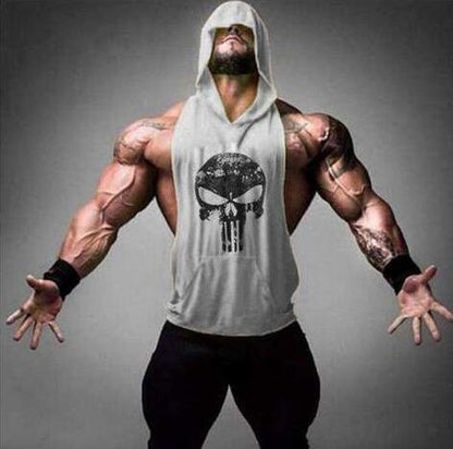 HOODED SKULL BODYBUILDING TANK TOP