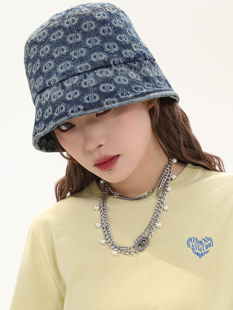 Vintage Washed Spray Horse  Presbyopia Denim Bucket Hat