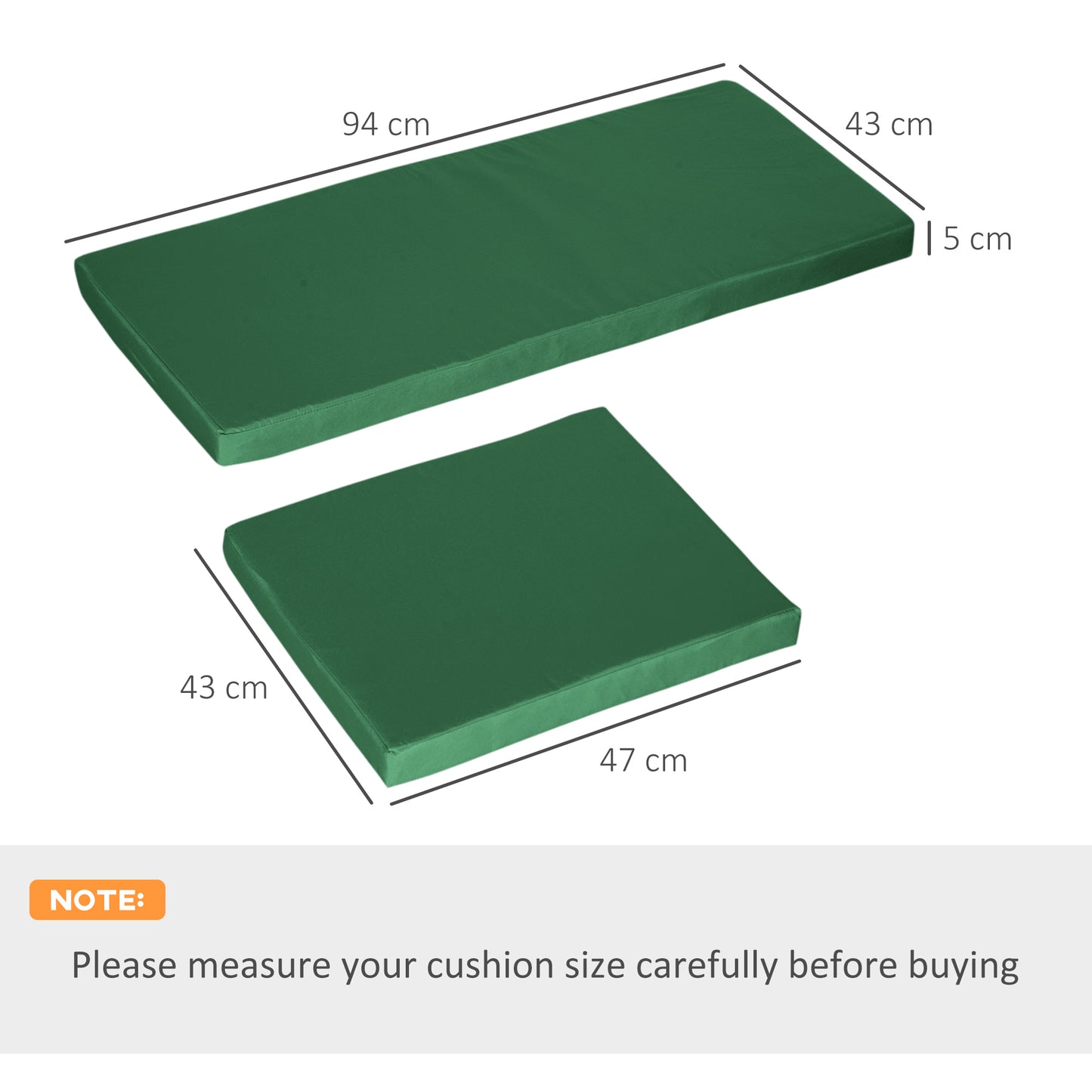 Outdoor Seat Cushion Pads For Rattan Furniture, 3 PCs Garden Furniture Cushions, Green