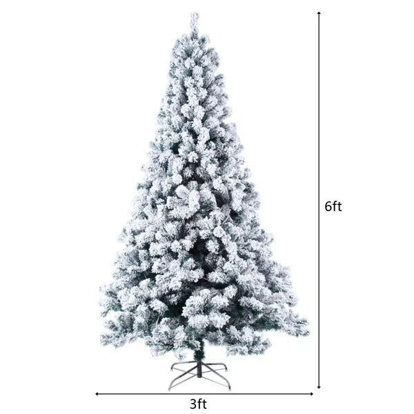 6ft Flocking Tied Light 1202 Branches Christmas Tree