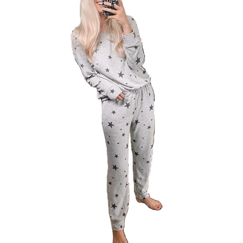 Autumn New Five Star Printing Long Sleeve Leisure Home Set