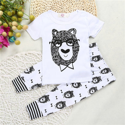 Boys letter sports color matching two-piece set