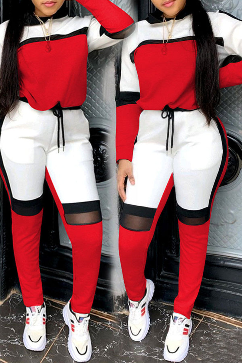European and American Fashion Splicing Leisure Two Piece Set