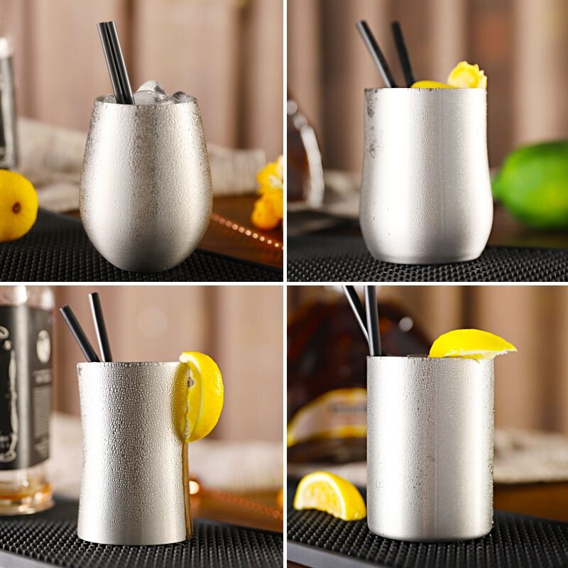 Stainless steel egg-shaped beer mug