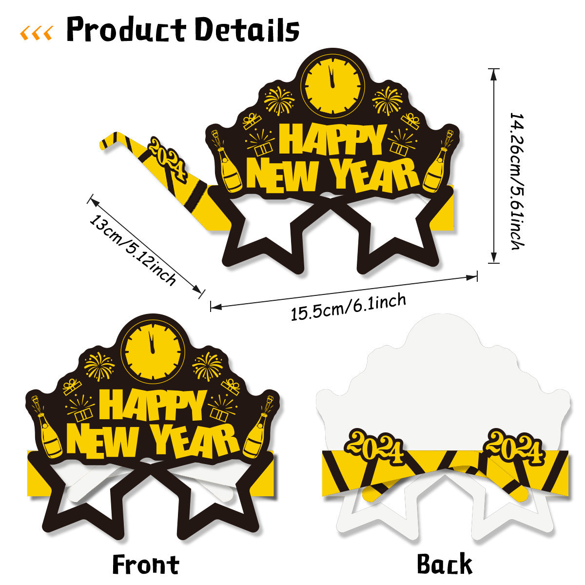 8pcs Happy New Year 2024 Party Funny Photo Props Paper Glasses Decoration