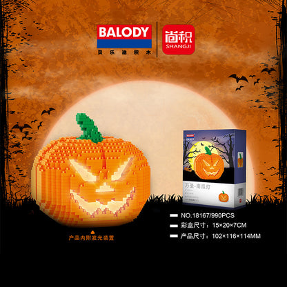 Halloween Decoration Pumpkin Lamp Building Blocks Decoration Micro-particle Assembled Toys