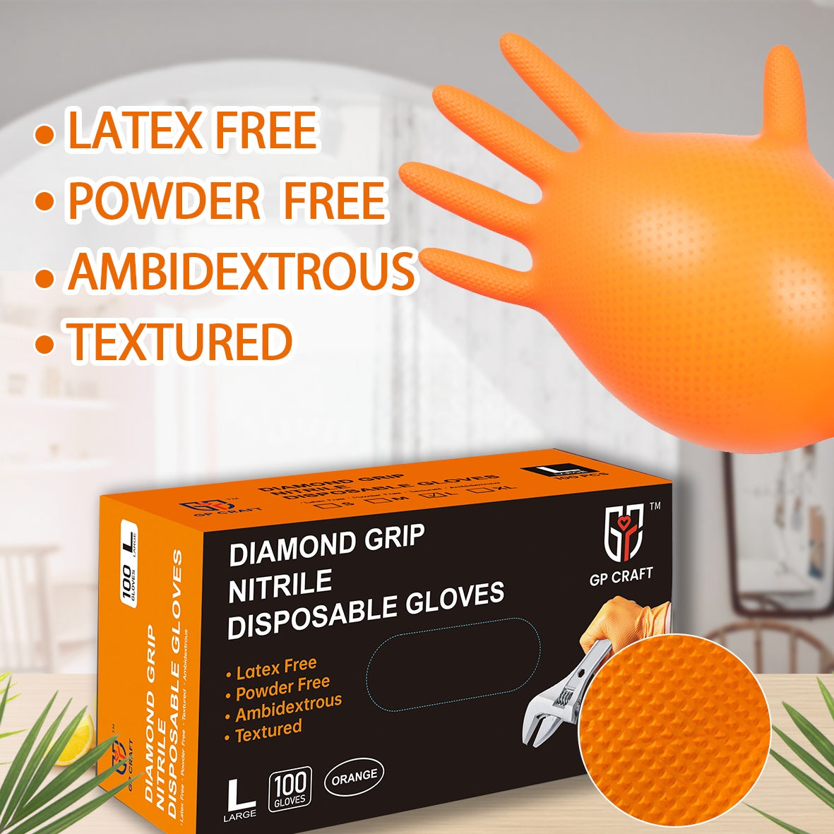 Thick Anti Slip Ding Qing Gloves In Orange