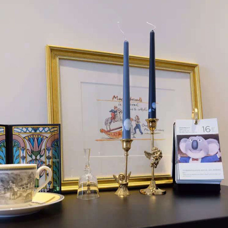 Retro Gold Single Head Metal Candle Holder All Copper Angel Candle Holder