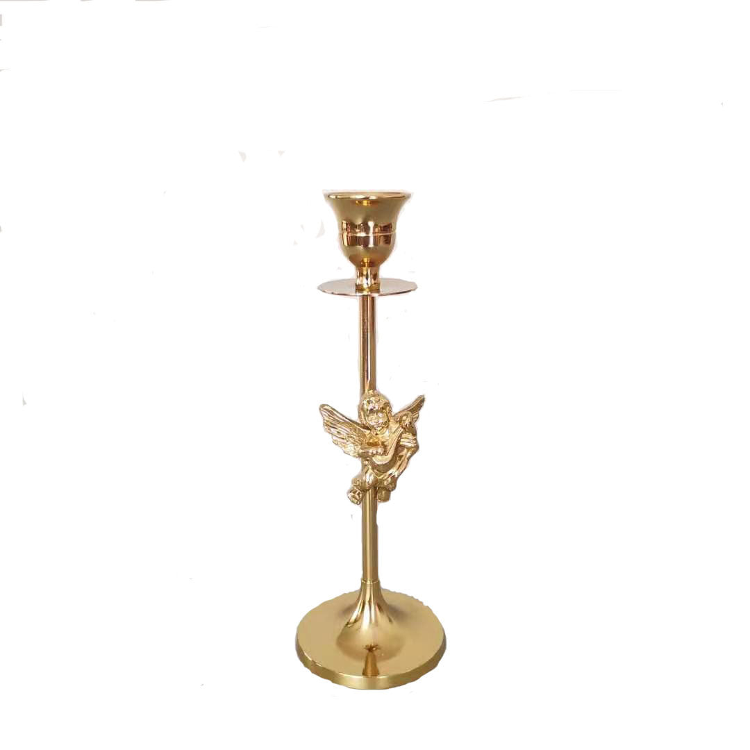 Retro Gold Single Head Metal Candle Holder All Copper Angel Candle Holder