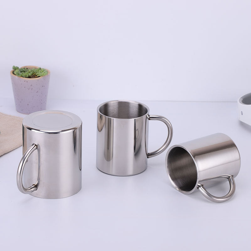 Cross-Border Double-Layer Insulated Handle Stainless Steel Mug Camping Handy Mug Beer Coffee Cup
