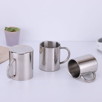 Cross-Border Double-Layer Insulated Handle Stainless Steel Mug Camping Handy Mug Beer Coffee Cup