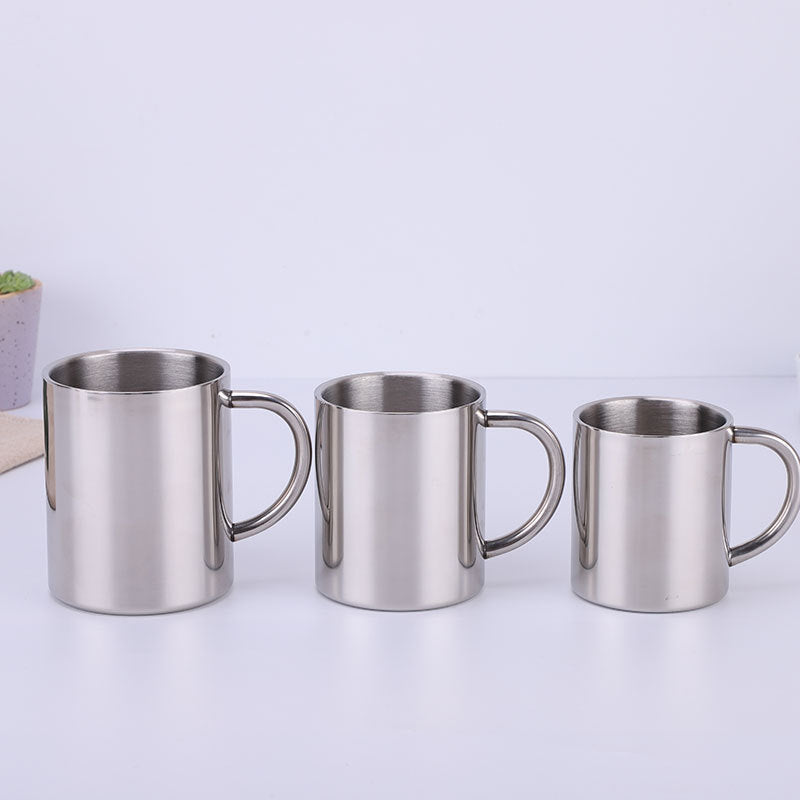 Cross-Border Double-Layer Insulated Handle Stainless Steel Mug Camping Handy Mug Beer Coffee Cup