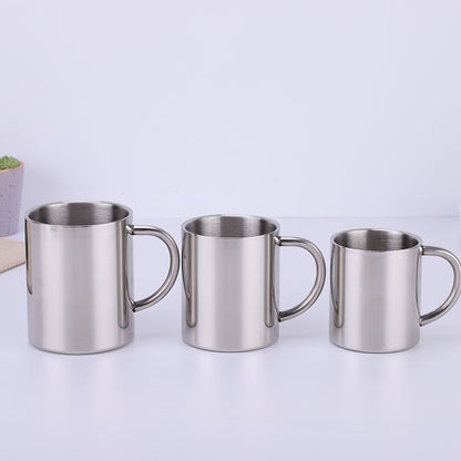 Cross-Border Double-Layer Insulated Handle Stainless Steel Mug Camping Handy Mug Beer Coffee Cup