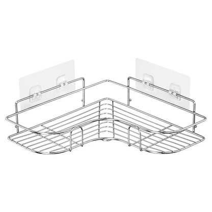 Stainless Steel Perforated Free Corner Shelf Bathroom WashRack Toilet Wall Suction Kitchen