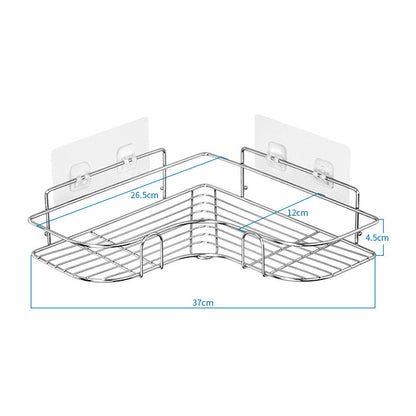 Stainless Steel Perforated Free Corner Shelf Bathroom WashRack Toilet Wall Suction Kitchen