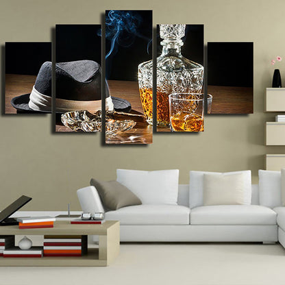 Large Home Decoration Painting Brown Wine Whiskey Glass Kitchen Restaurant Mural