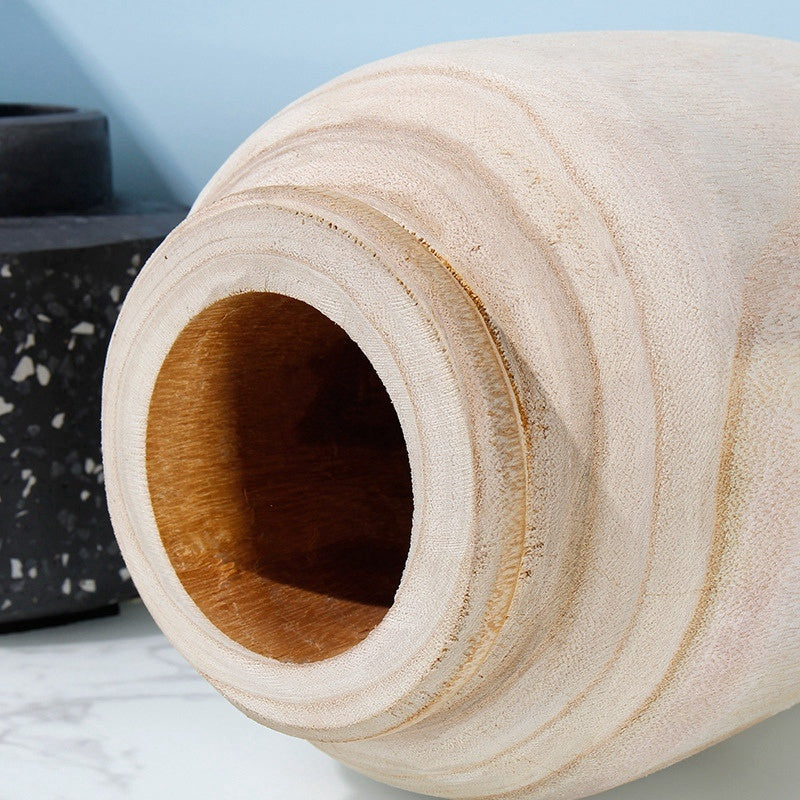 Wooden Vase Decoration Living Room Solid Wood Tableware Vase Decoration Home Decoration